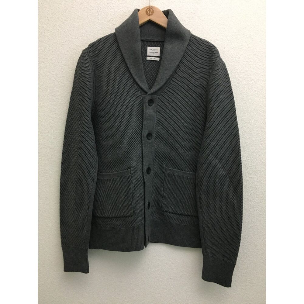 Rag & Bone Standard Issue Men’s M Gray Cotton Shawl Collar Knit Cardigan